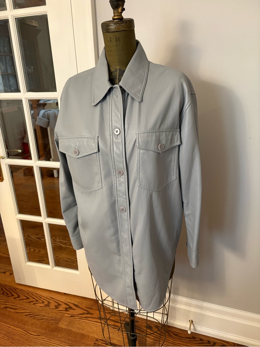 Wilfred Ganna Light Gray Faux Leather Jacket